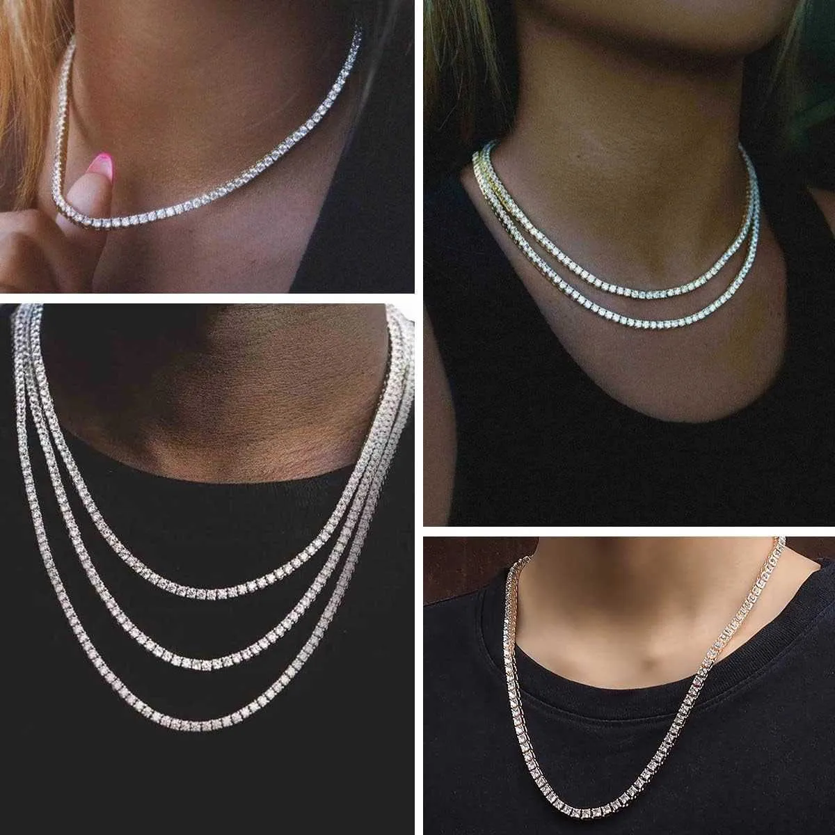 Fake diamond tennis necklace discount