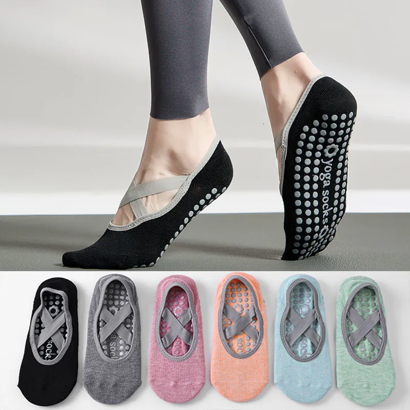 Spor çorapları pamuklu dot silikon nonsip kadın yüksek kaliteli pilates nefes alabilen barre yoga bale dansı 230824