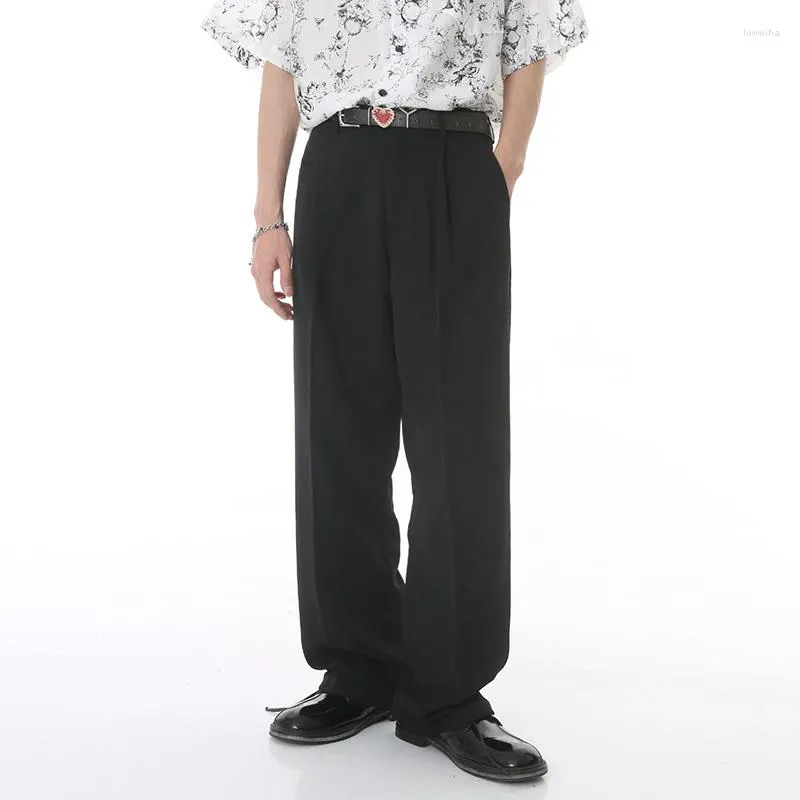 Mäns kostymer Syuhgfa Solid Color Casual Suit Pants Trendy Summer Thin Simple Loosed Wide Ben Straight Trousers Korean Fashion