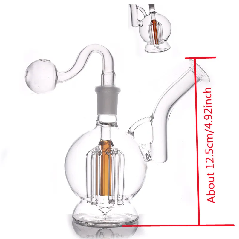 Grueso y embriagador árbol de 6 brazos Perc Glass Bongs colorido agua Bubbler dab rig bong con 14 mm quemador de aceite masculino tazón Ashcatcher cachimba