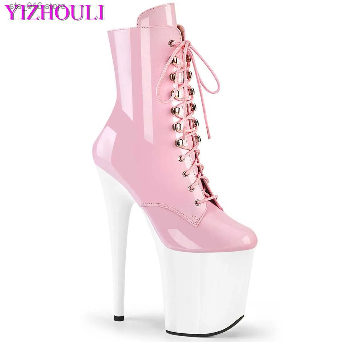 calcanhar 8 moda de alta polegada de alta polegada feminina Cavaleiro sexy tornozelo para mulheres Sapatos de inverno de outono 20-23cm Botas de dança de pólo rosa T230824 304 T23024