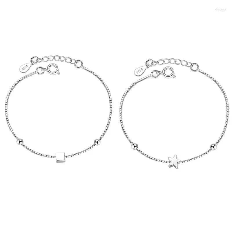 Link Armbanden Vrouwen Mode Zilveren Kleur Suiker Vierkante Pentagram Kubus Doos Hanger Armband Voor Mannen Sieraden