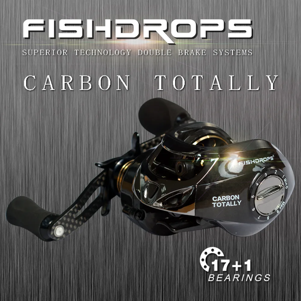 Flyfiskerullar2 Fishdrops rullar Baitcasting Reel Vänster Höger Full kolfiberkropp Dual Brake System Gear Ratio 72 1 230825