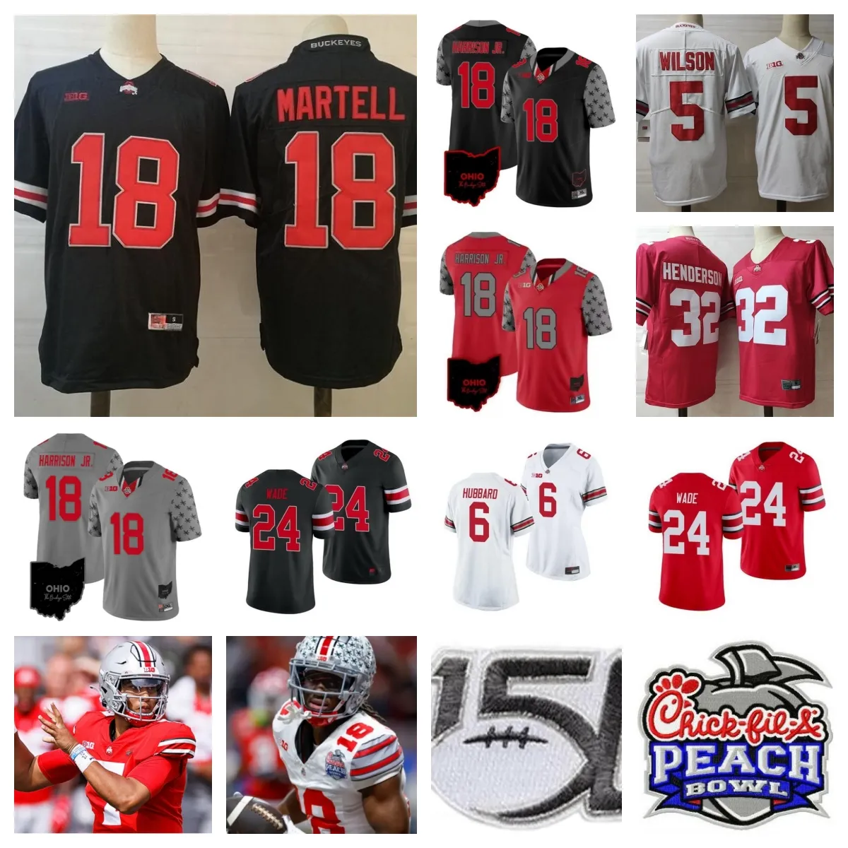 2023 Ohio State Buckeyes Stitched Football 8 Lathan Ransom 12 Lincoln Kienholz 18 Jyaire Brown 13 Tristan Gebbia 10 Denzel Burke 20 Reese 62 Padilla 53 Will Smith Jr.