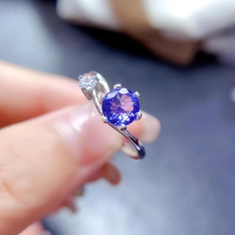 Anelli a grappolo in argento sterling 925 con tanzanite naturale taglio buon anello di fidanzamento da donna squisito gioiello di lusso matrimonio