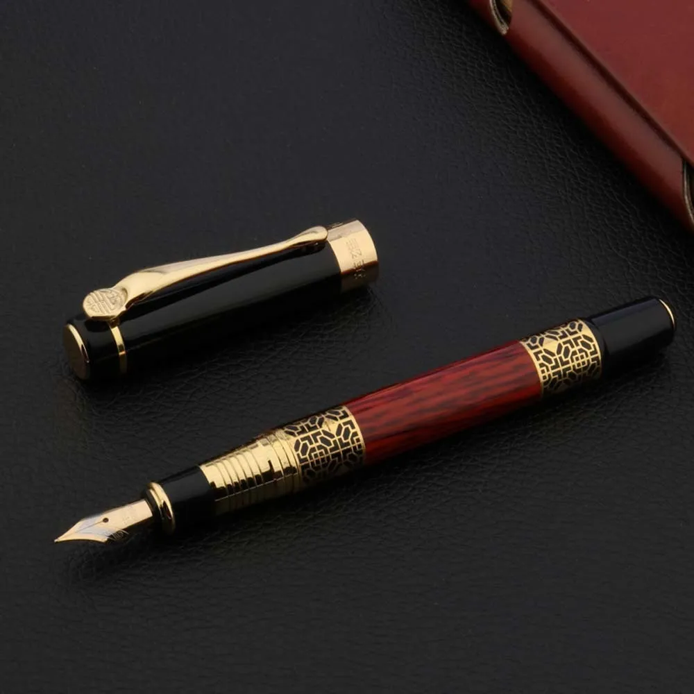 Füllfederhalter Hohe Qualität 530 Golden Carving Mahagoni Luxus Business School Student Bürobedarf Füllfederhalter Tintenstift 230825
