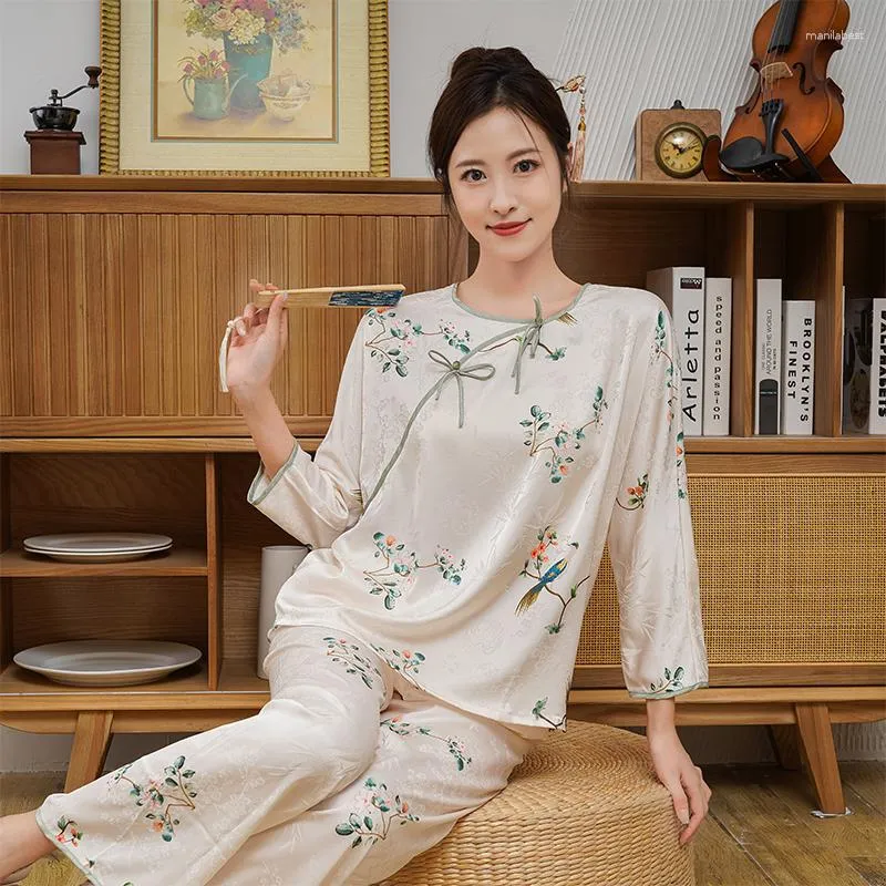 Women's Sleepwear Night Wears For Women Design Long-sleeved Pajamas Sets Ladies Comfortable Skin-Friendly Home Clothes Fashion