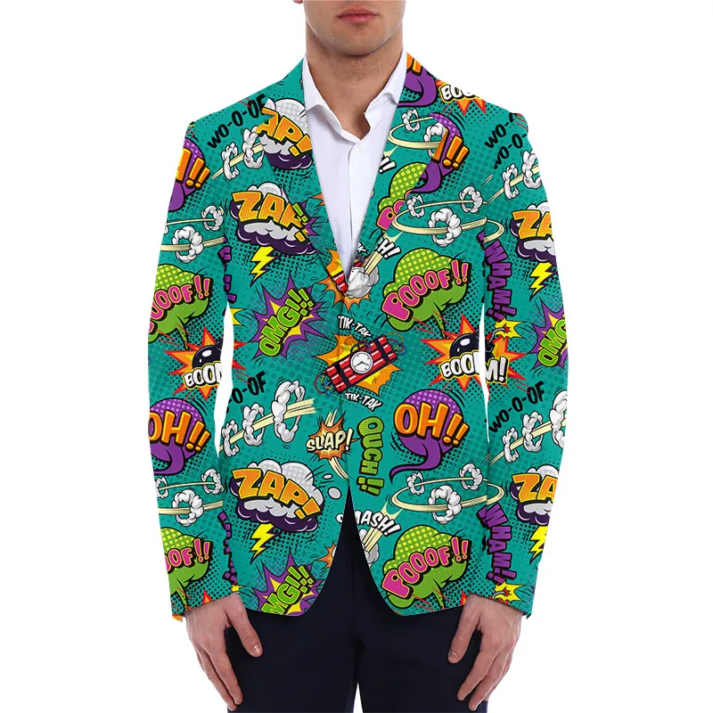 Mäns kostymer blazers mäns blazers 3d graffiti tryck mode casual kostymer pojkar design blazer man jackor hip hop överdimensionerade streetwear drop 230824