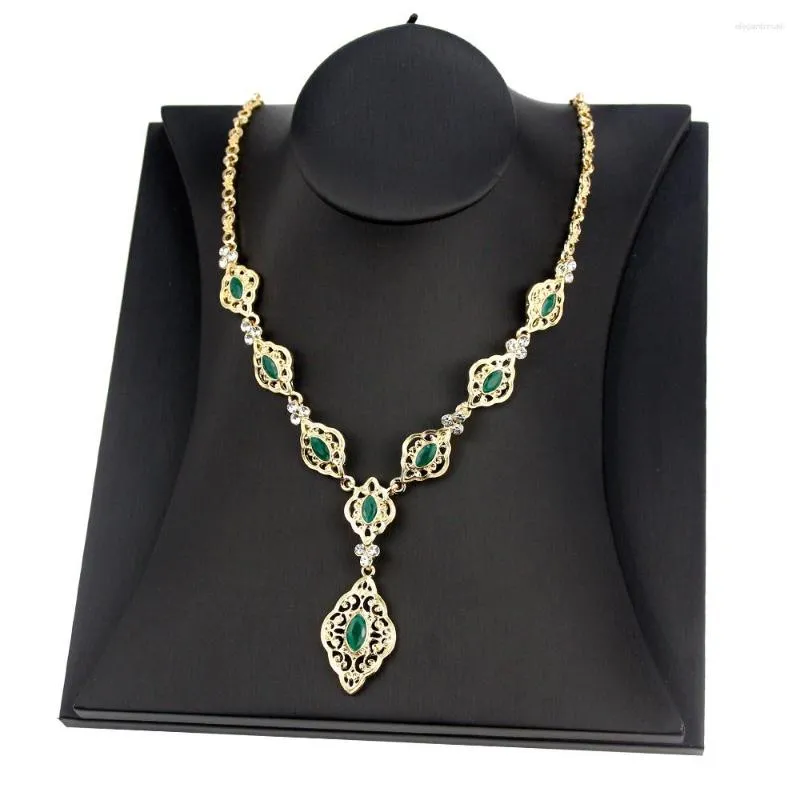 Hänge halsband neovisoon utsökt marocko algerie bröllop smycken kristall kvinnor halsband guld färg arab mantel kaftan bijoux