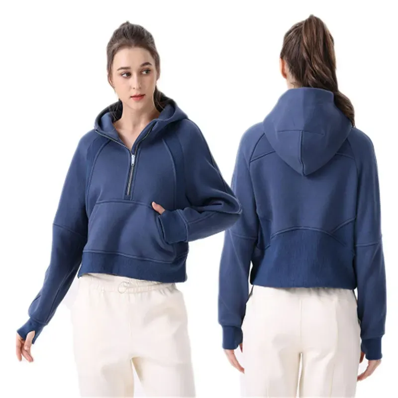 LL NOUVEAU vêtements de Yoga Souba femmes saisir velours sports de plein air fitness mince demi sweat à capuche zippé manteau à capuche tenue de Yoga originale