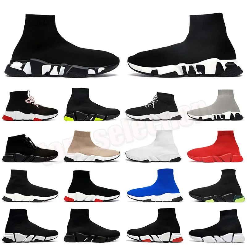 Top Quality OG Speed Trainer Designer Sock Chaussures Chaussettes Casual Baskets Femmes Hommes Triple Noir Blanc Tricot Tout Rouge Clearsole Noir Jaune Mocassins Plateforme Baskets