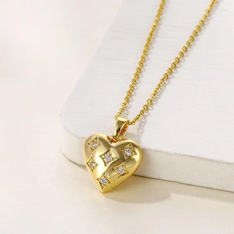 Pendant Necklaces Luxury Zircon Crystal Heart Necklace For Women Engagement Wedding Choker Collar Chain Korean Style Jewelry Gift