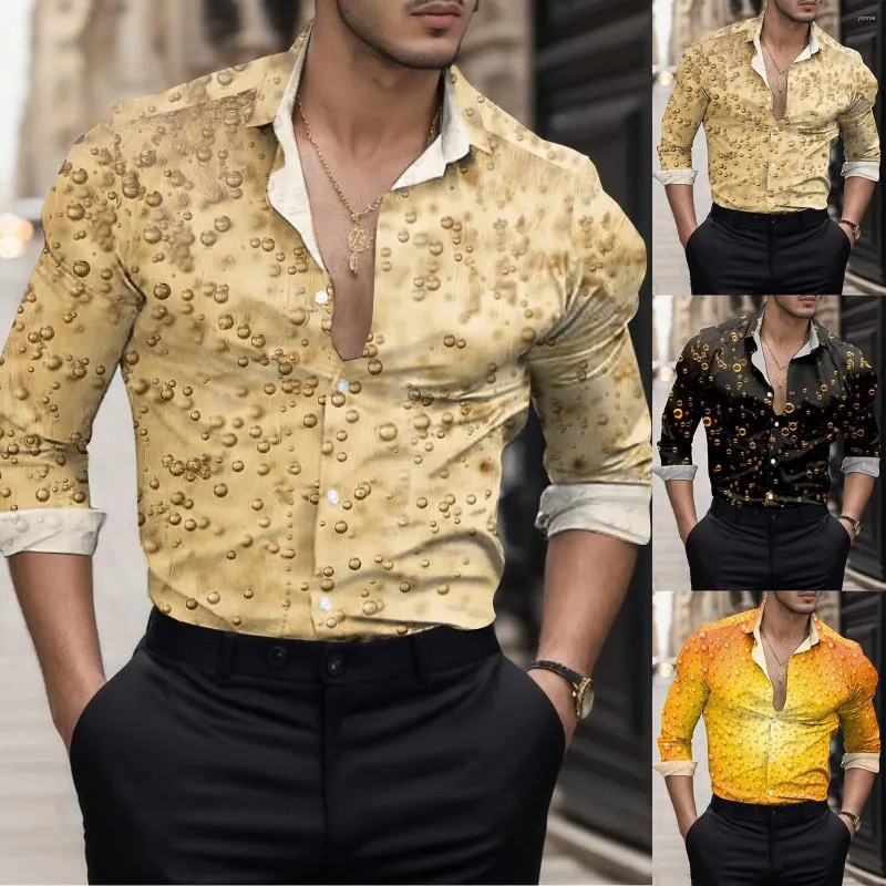 Chemises décontractées pour hommes Col 4 Mode pour hommes Personnalisé Oktoberfest Impression numérique 3D Chemise à manches longues Top Mock Neck