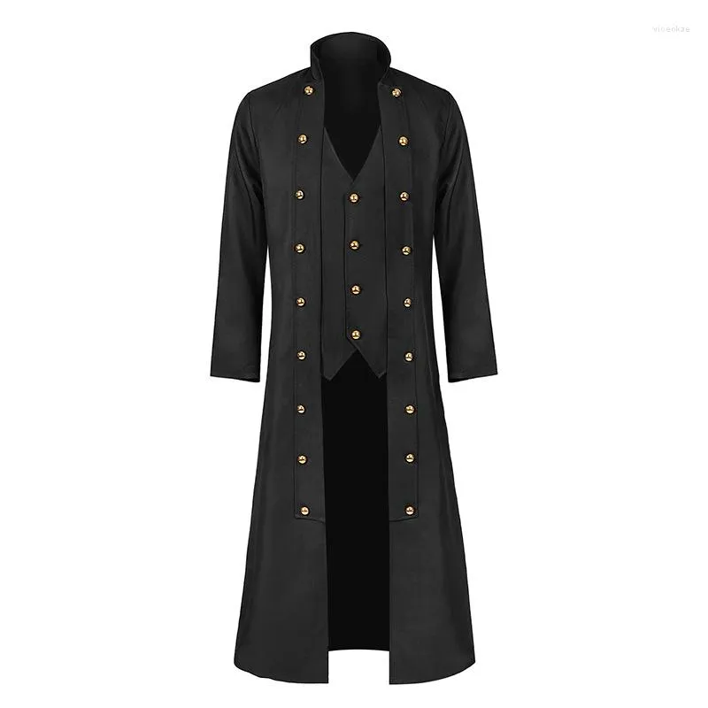 Men's Trench Coats Coat 2023 Spring And Autumn Solid Color Long Sleeve Stand Collar Three Breasted Temperament Large Size