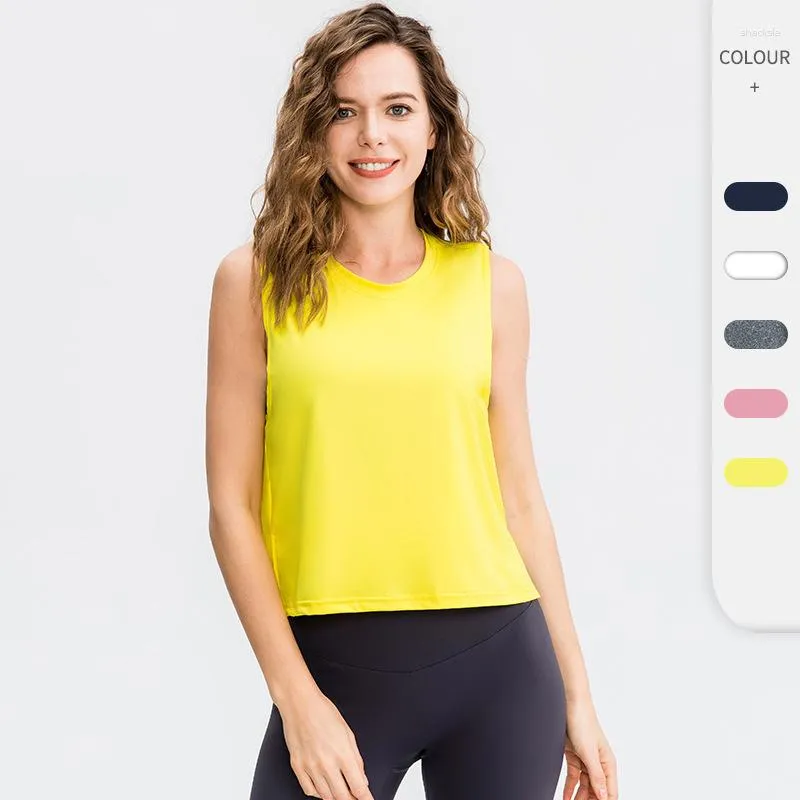 Camicie attive Top da allenamento corto per donna Asciugatura rapida senza maniche Maglia posteriore Corsa Yoga Palestra Camicia Collo alto Vestibilità ampia Canotta atletica muscolare