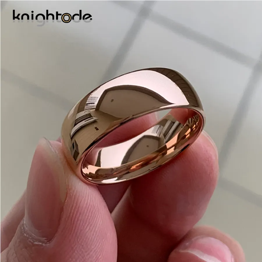 Band Rings Classic Rose Gold Color Tungsten Wedding Ring For Women Men Carbide Engagement Band Dome Polished Finish Width 8mm 6mm 230824