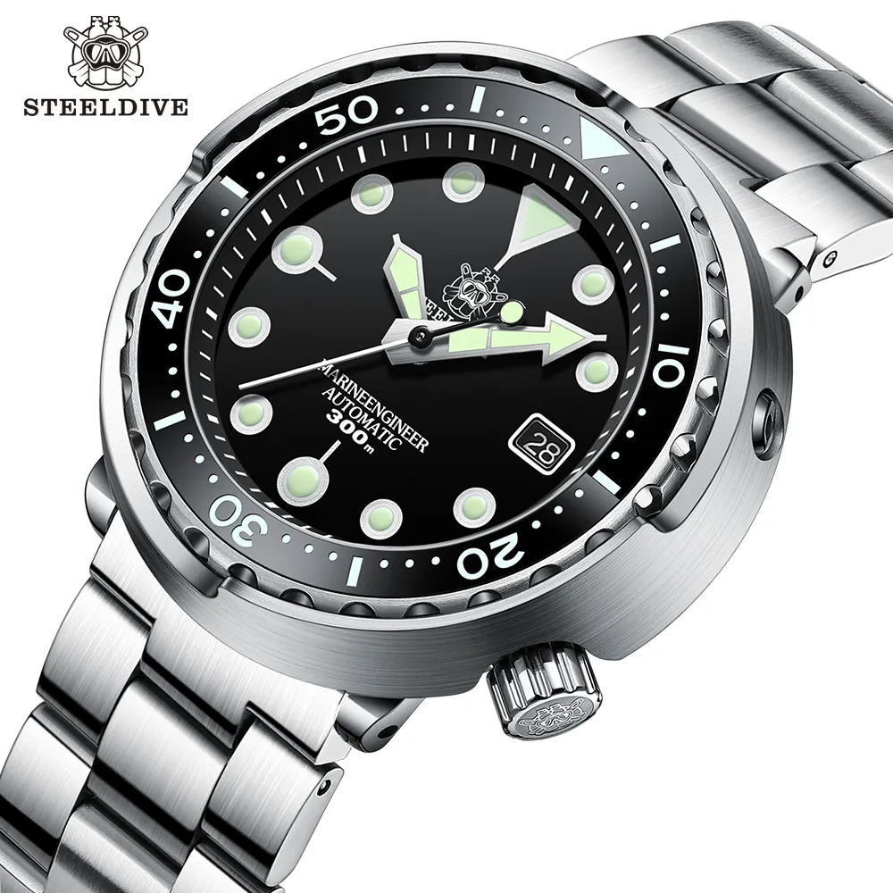 Relógios de pulso Steeldive SD1975 Candy Color Dial Cerâmica Bezel 30ATM 300m À Prova D 'Água Aço Inoxidável NH35 Tuna Mens Dive Watch Automático 230824