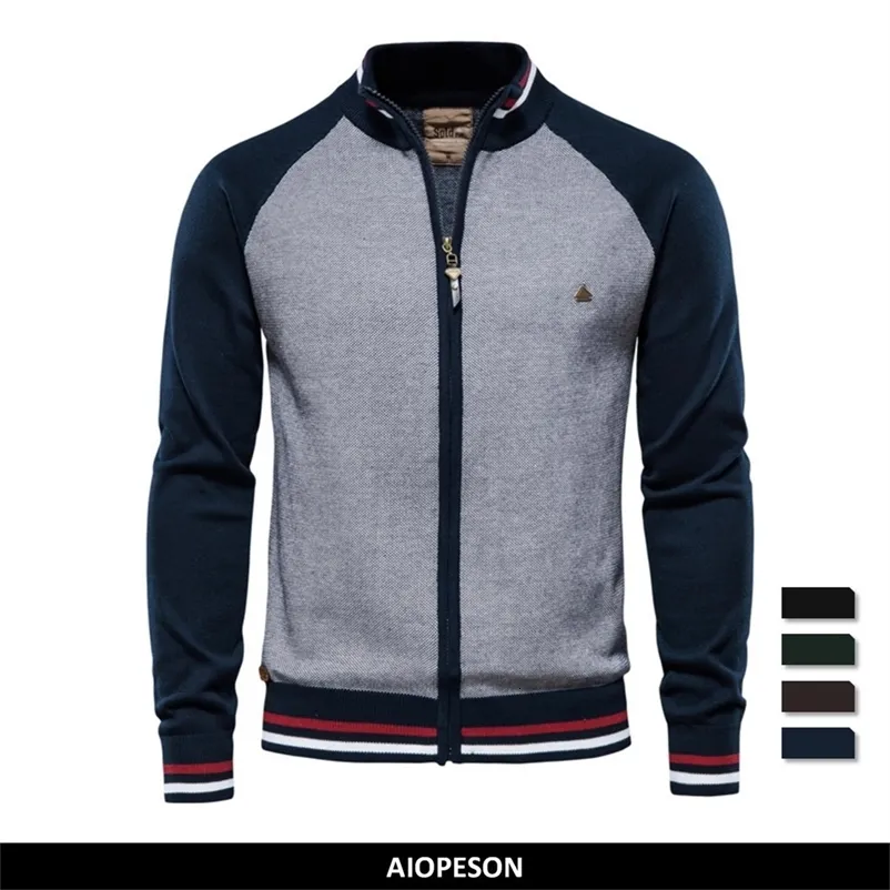 Chandails pour hommes AIOPESON Épissé Cardigan Hommes Streetwear Casual Haute Qualité Coton Pull Hommes Hiver Marque De Mode Cardigans pour Hommes 230824