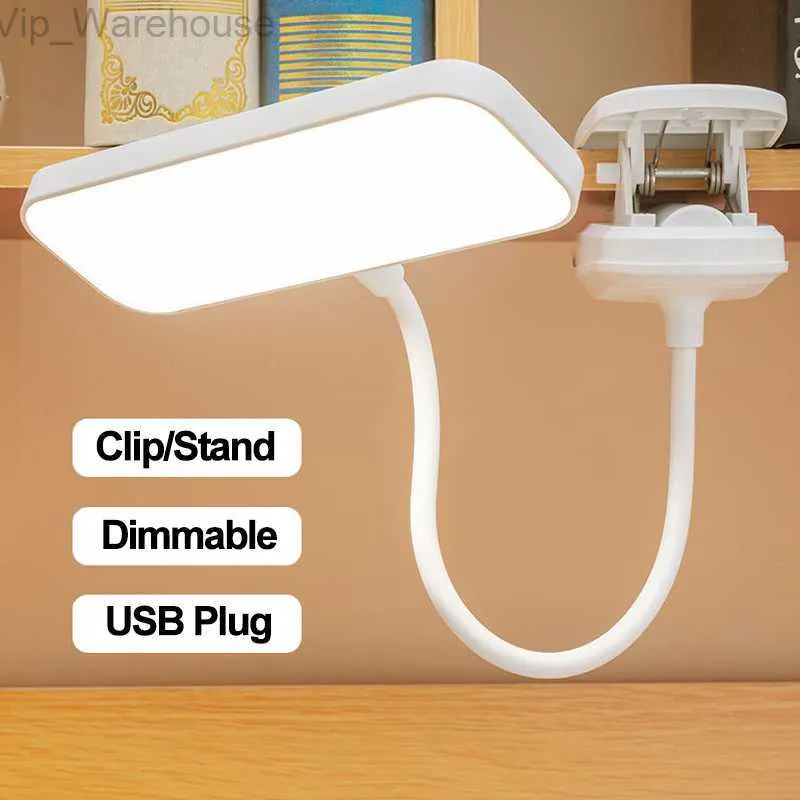 Flexibel vikbar LED-skrivbordslampa USB Plug Bedroom Night Lights Dimning Arbetsstudie Reading Clip-On Table Lamps For Eyes Protection HKD230824