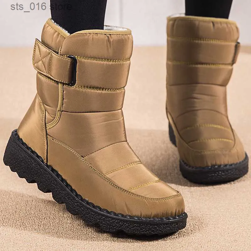Watarproof Snow Shoes Mid-Calf Platform Casual Heels Botas Mujer 2022 New Winter Boots Female T230824 239