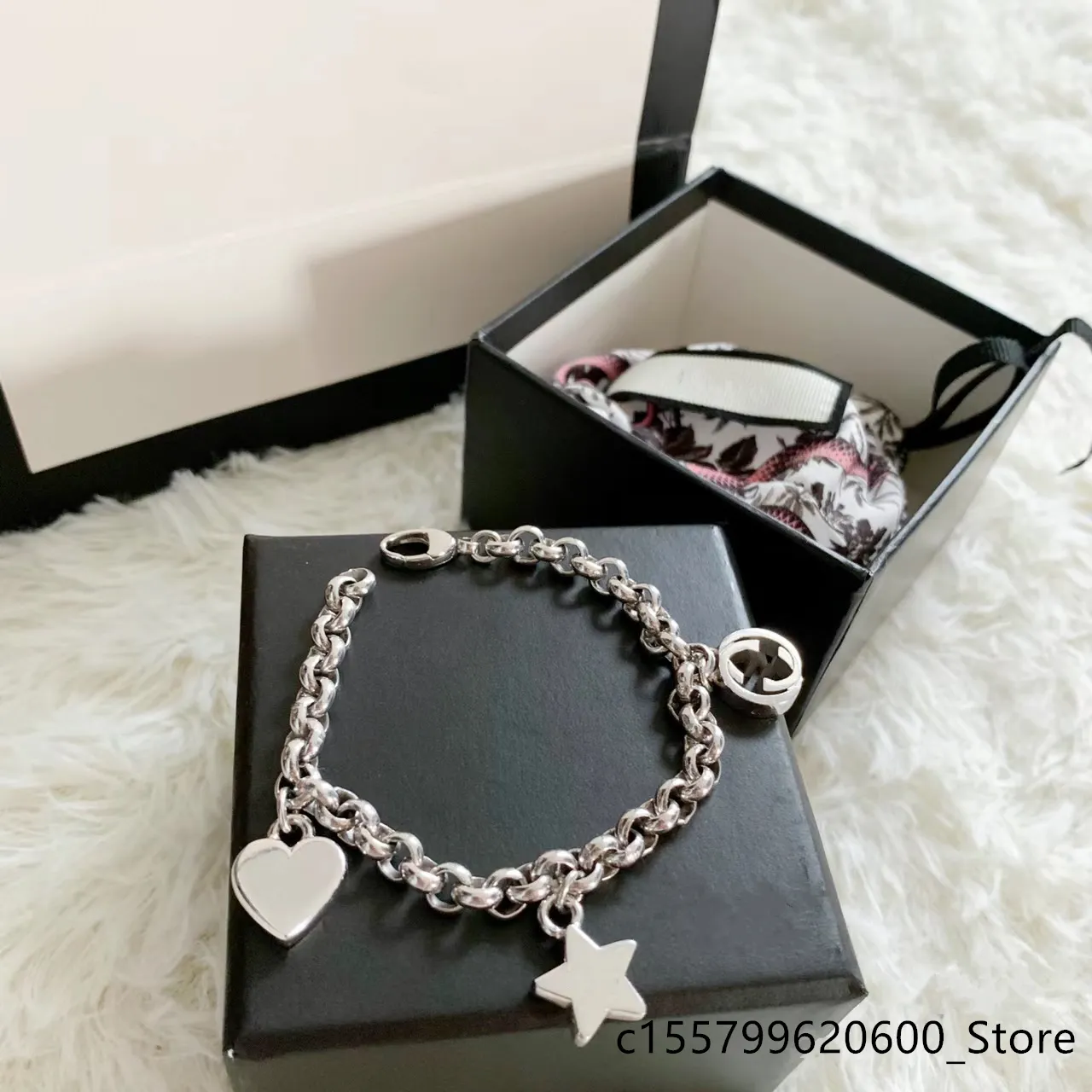 Kedja 925 Sterling Silver Thai Silver Armband For Women Men Vintage Key Heart Love Punk Jewelry Channel Charms Ghost Chain 2023 Luxury