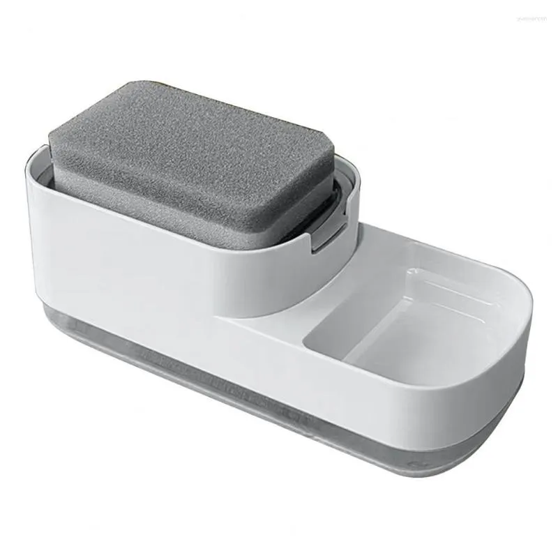 Distributeur de savon liquide avec plateau porte-éponge, pour comptoir de cuisine, boîte de maison