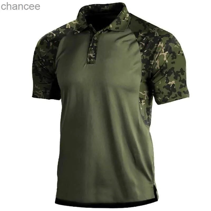 Ropa para hombre Verano Camo Bandera americana Imprimir Camisetas al aire libre Hombre Militar Táctico Polo de manga corta Caza Senderismo Top HKD230825