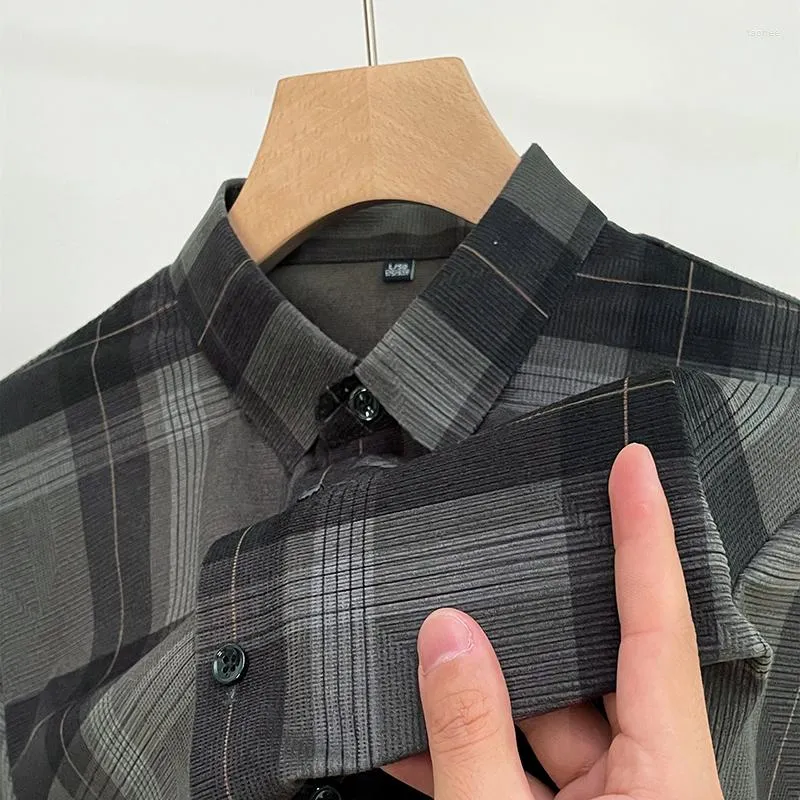 Chemises décontractées pour hommes Chemise de luxe haut de gamme 2023 Automne rayé à manches longues coréen haut classique bas rue beaux vêtements