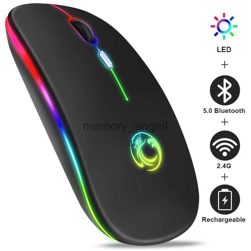 Kablosuz Fare Bluetooth RGB Şarj Edilebilir Fare Kablosuz Bilgisayar Sessiz Mause Dizüstü Bilgisayar PC HKD230825