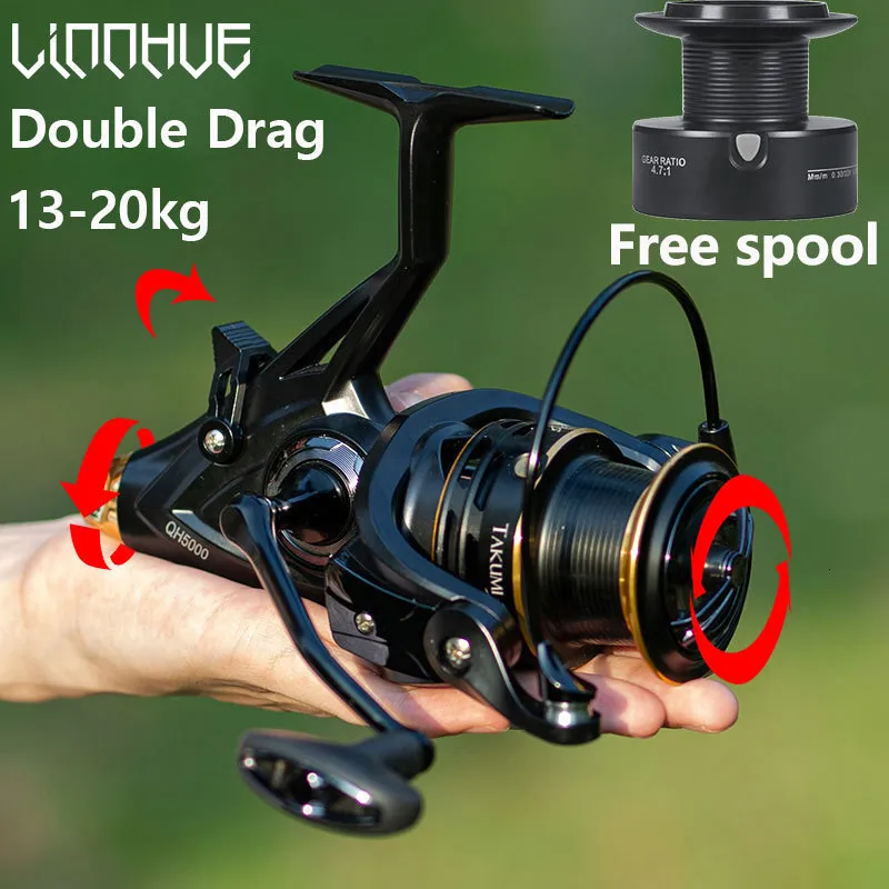 LINNHUE Best Ultralight Baitcasting Reel QH30006000, Strong Double Drag,  20kg Weight, Sea Free Spare Spool For Carp Fishing From Tie07, $22.65