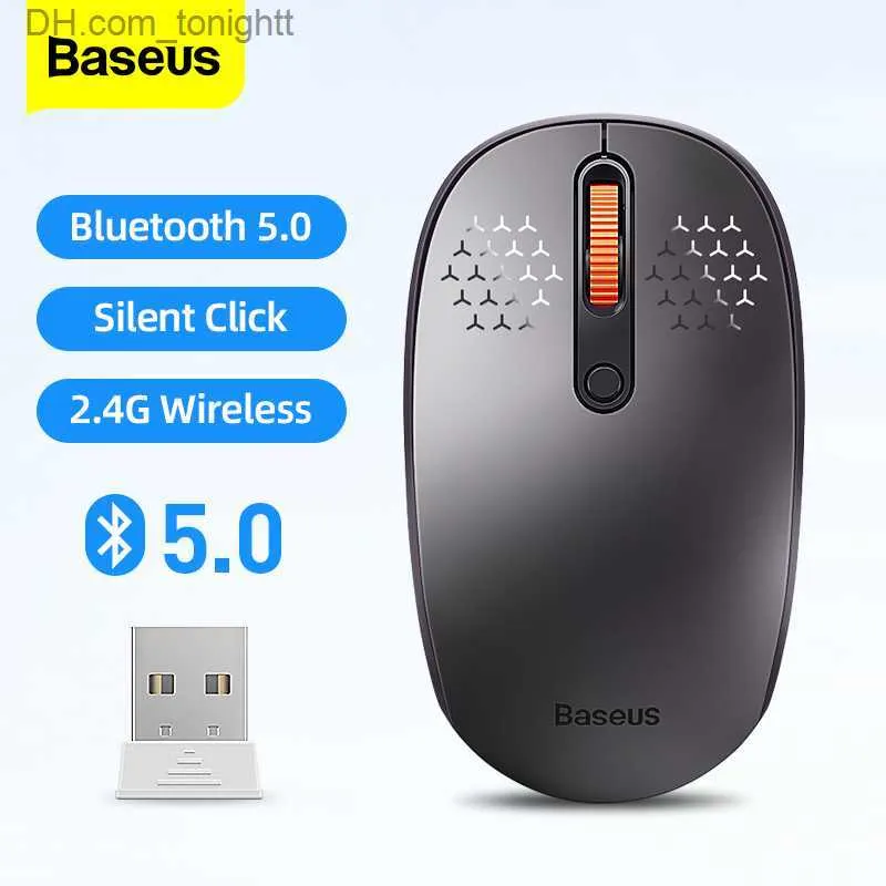 BASEUS MOUS Trådlös Bluetooth Ergonomic Quiet Mouse för MacBook Laptop Tablet Computer PC Silent Mute 2.4G möss Trådlös mus Q230825