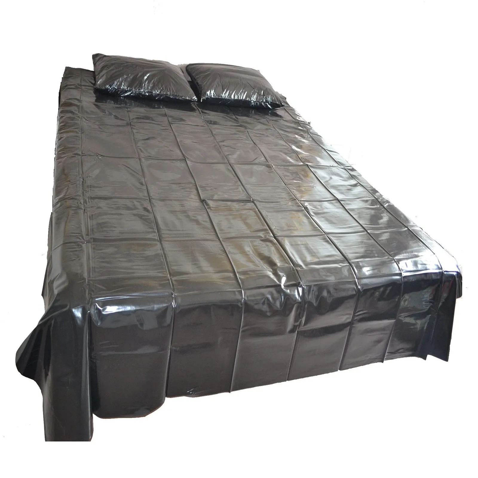 Sexmöbler svart pvc platta lakan vattentät 1Pair Pillow Case Picks PVC Vattentät lakan PVC Sex Bed Sheet Sex Toys Adult Toys BDSM 230825