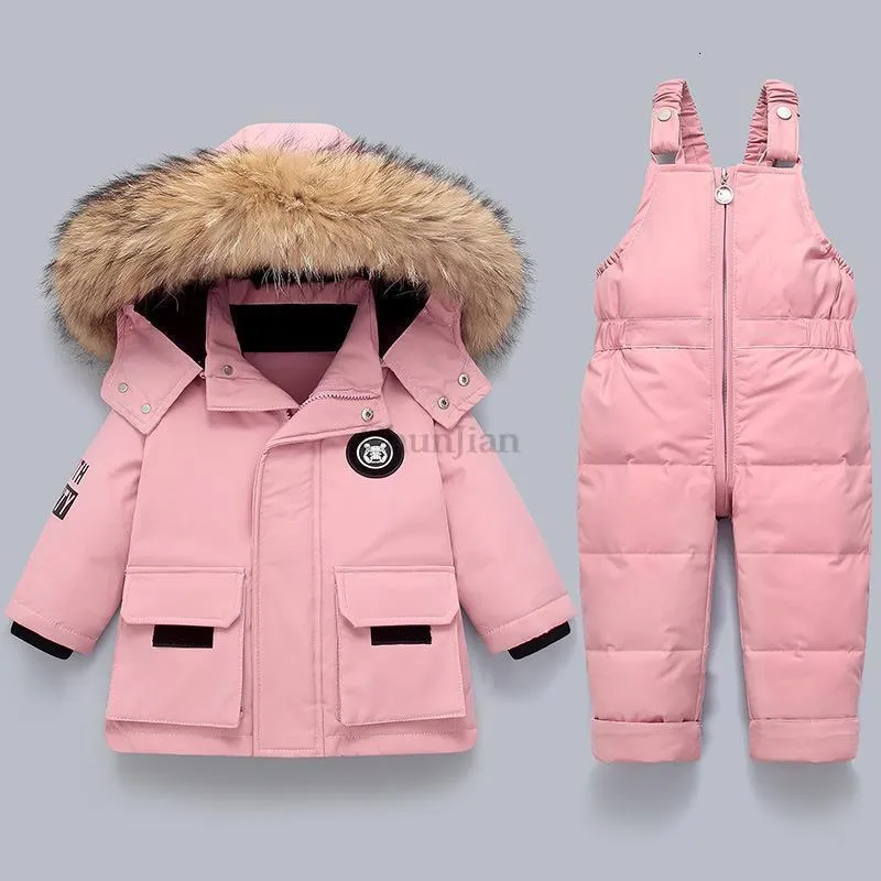 Baby Girl Winter Warm Down Jackets for Kids Winter Jumpsuits for 0-4 Years Thick Clothing for Girl Down Jacket Pink Fur Coats