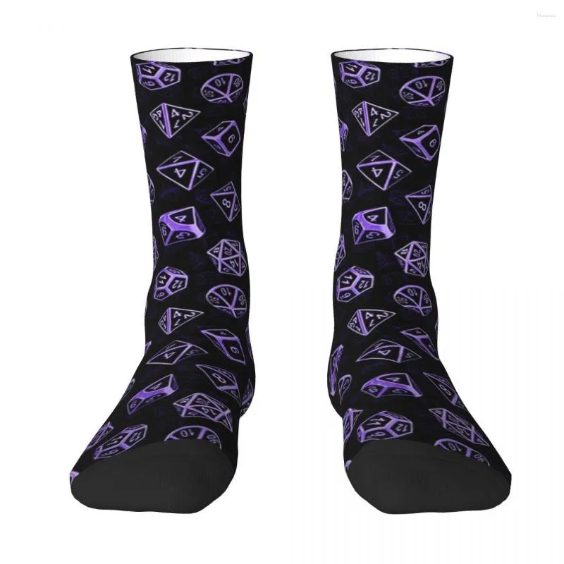 Meias masculinas D20 Dice Set Padrão (Roxo) Adulto Unissex Homens Mulheres