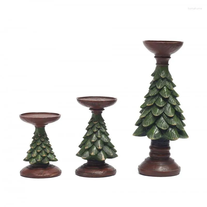 Candle Holders 1Pc Creative Retro Christmas Tree Shaped Candlestick Ins European Style Home Living Room Decoration Crafts Resin