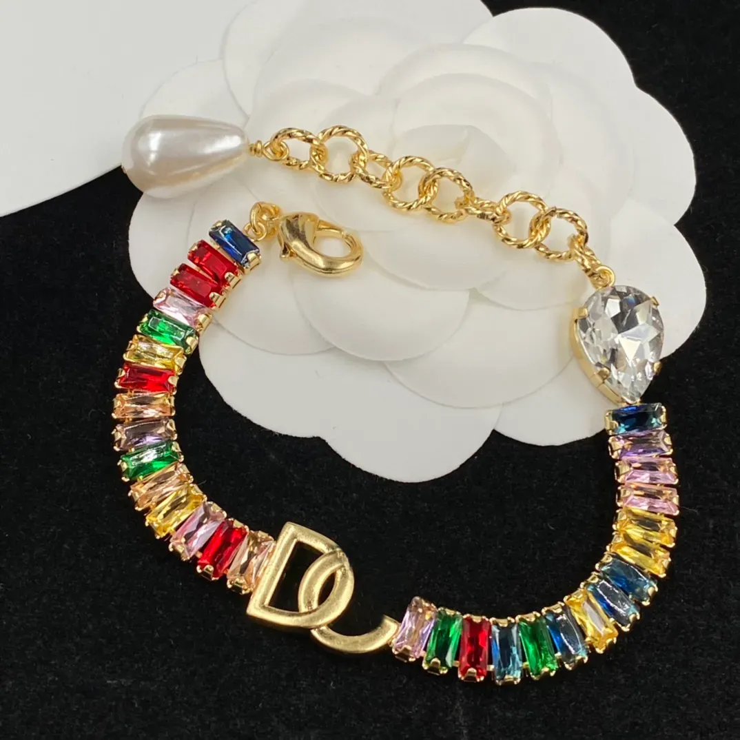 Smycken Classic Fashion Sterling Colored Gemstone Pearl Pendant Armband Stor diamantdesigner för kvinnor Diamond Armband Wedding Present No Box
