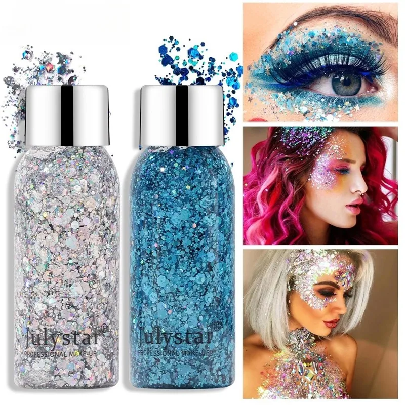 Make -up kleurrijke podium make -up flash chip glitter vloeibare oogschaduw palet palet face body pailletten gel oogschaduw make -up