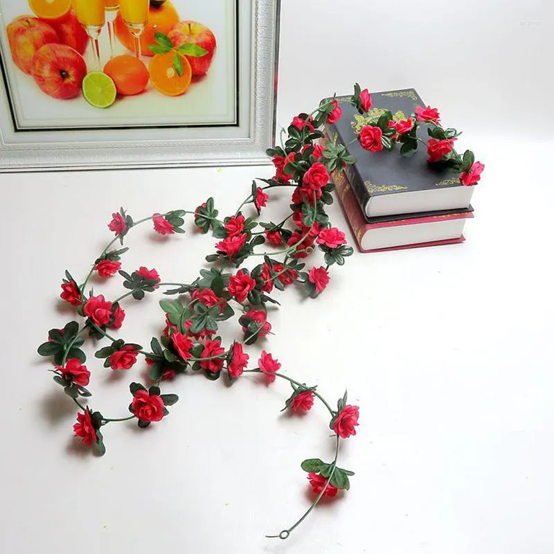 Fleurs décoratives 2 pièces 2.2M guirlande de fleurs de roses simulées pour bricolage noël mariage jardin arc Pipeline décoration de la maison plante artificielle