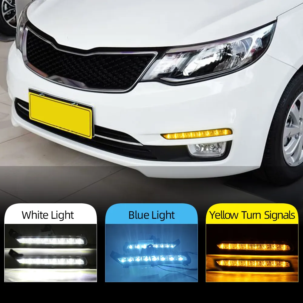 1 Pair Daytime Running Light Car Accessories Waterproof ABS 12V DRL Fog Lamp Decoration For Kia Rio K2 2015 2016