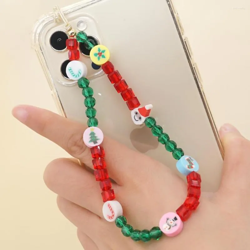 Länkarmband go2boho mobilkedja kub kristall pärlstav heishi lanyard smycken mode telefon strap år gåva