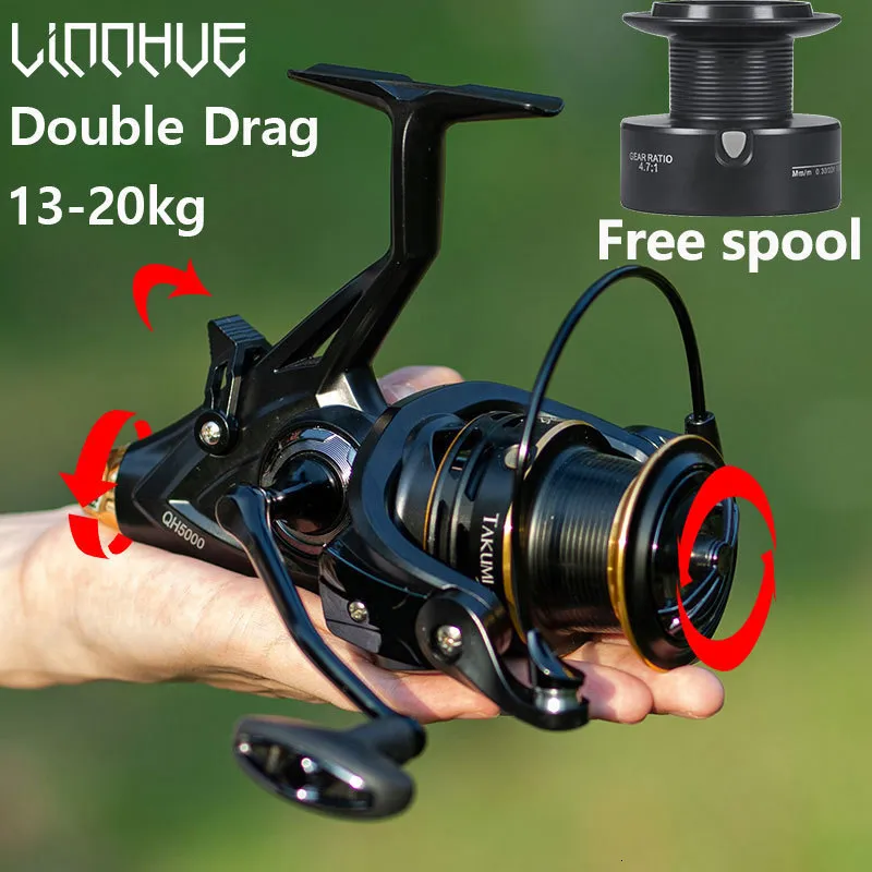 BAITCASTING REELS LINNHUE CARP REEL SPINING QH30006000 Strong Double Drag 20 kg Carretilha Pesca Sea Free Reserve Spool 230824