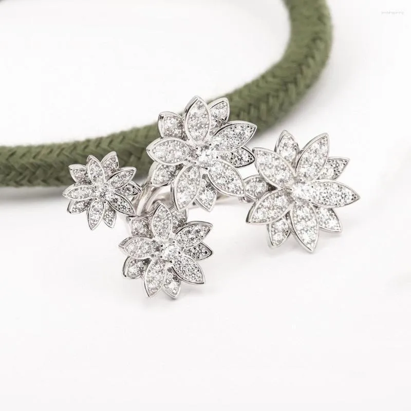 حلقات الكتلة 2023 Pure 925 Sterling Silver Jewelry Rose Pearls Diamond Round Beads Qualit
