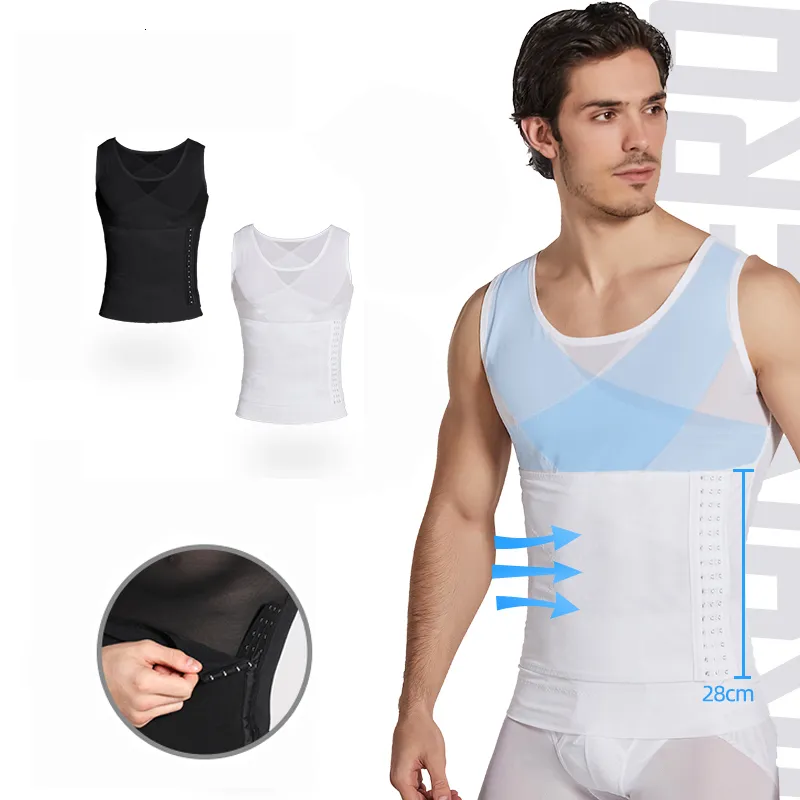 Waist Tummy Shaper Men's Compression Vest Body Shaper Tank Top Waist Trainer Trimmer Invisible Mesh Corset Belly Control Fitness Slimming Shapewear 230824