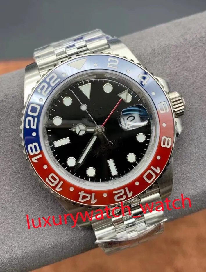 Czyste zegarki fabryczne 40 mm GMT 126710 126710BL PEPSI CERMIC WODY ODPOWIEDNIK.