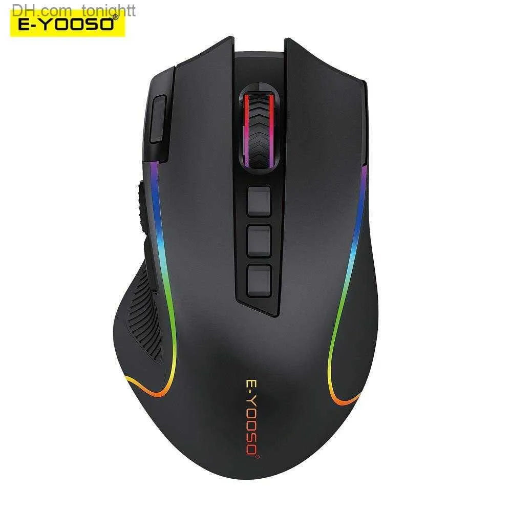 E-YOOSO X-11 RGB USB 2.4G Kablosuz Oyun Fare 4000 DPI 9 Düğmeler Oyuncu Fareleri için Programlanabilir Ergonomik Dizüstü Bilgisayar Bilgisayar Q230825