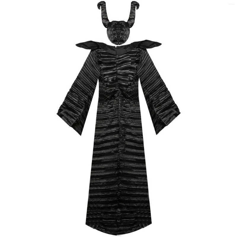 Casual Dresses Halloween Listing Goth Retro Crossplay Women Robe Long Flare Sleeve Pullover Strip Loose Gothic Style Lady för hösten 2023