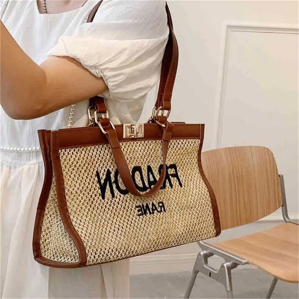 borsa tote rossa super bassa in paglia portatile grande per le donne borsa estiva monospalla intrecciata moda borse firmate