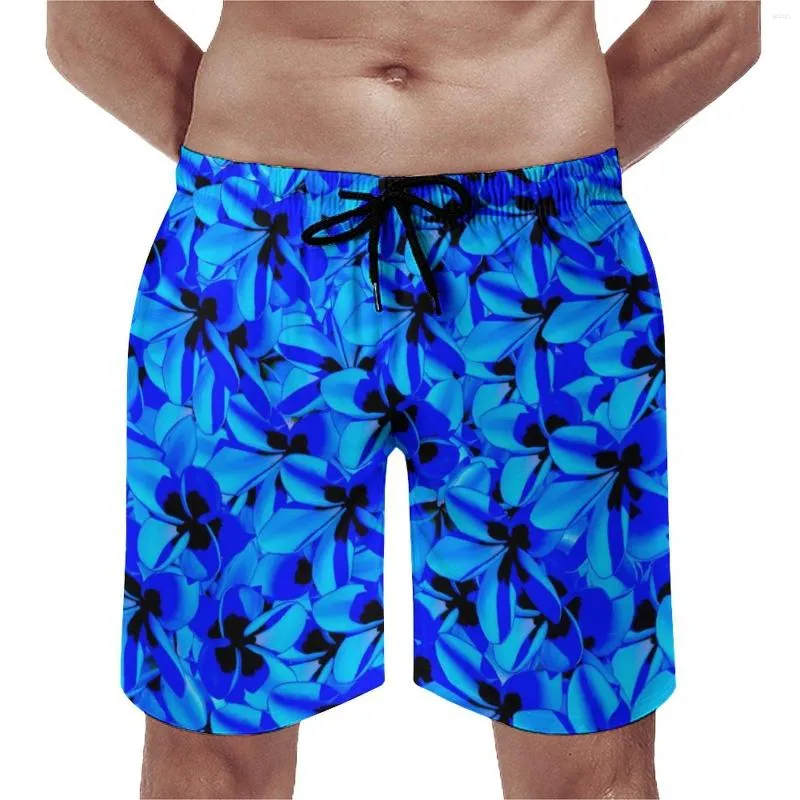 Short d'été pour hommes, pantalon court à fleurs tropicales, surf, Design de fleurs bleues, mignon, séchage rapide, maillot de bain, grande taille