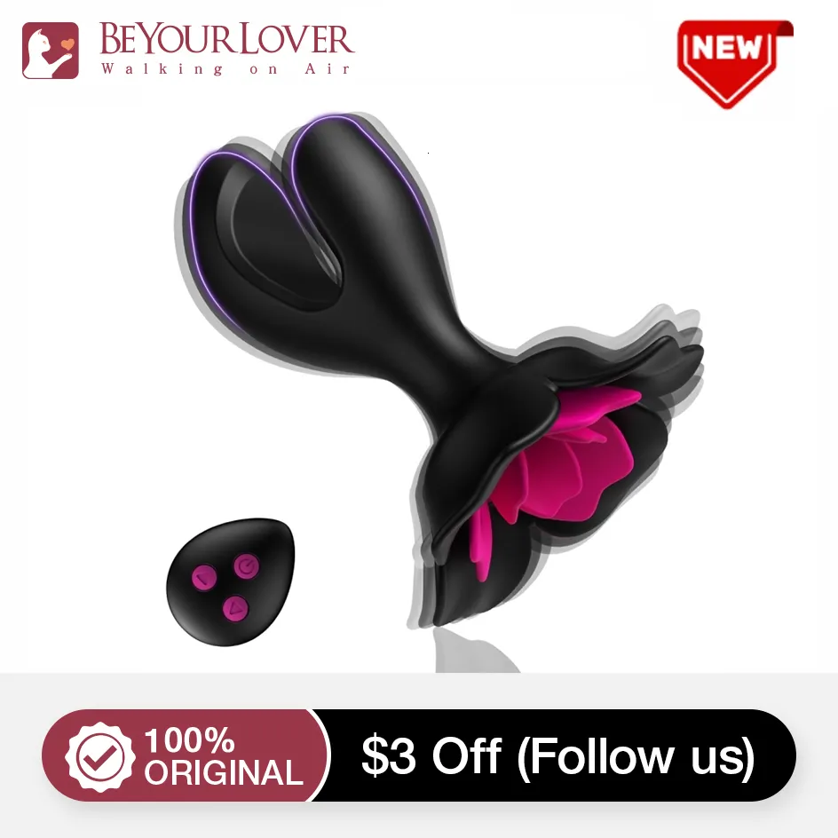 Vibratorer Beyoulover Rose-Shaped Vibrator Hand Anal Plug stimulerar P C G-Spot Nipples Female Butt Plug Sex Toy för par och kvinnor 230825