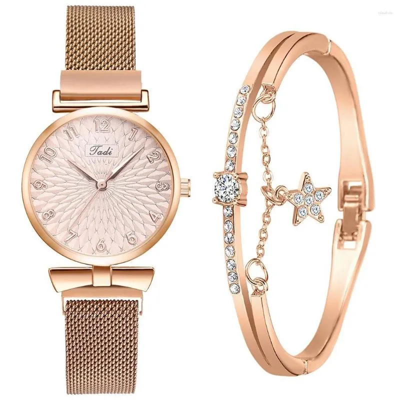 Relógios de pulso sdotter luxo mulheres pulseira relógios de quartzo para relógio magnético senhoras esportes vestido rosa dial relógio de pulso relogio fe